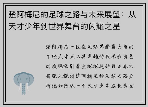 楚阿梅尼的足球之路与未来展望：从天才少年到世界舞台的闪耀之星